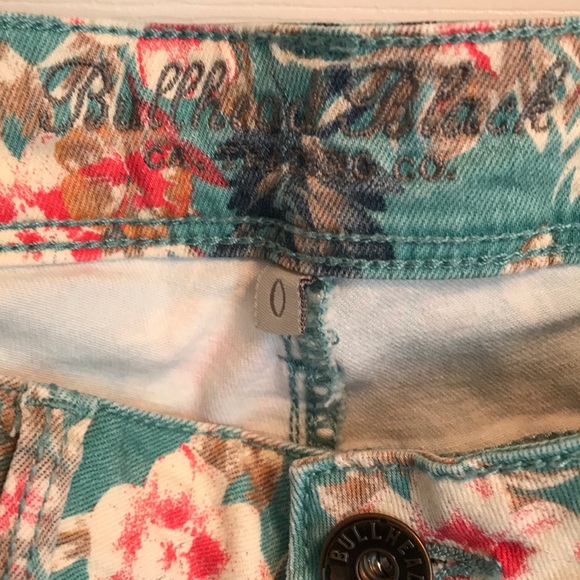 Denim Floral Jeans. Worn once. - Picture 2 of 4